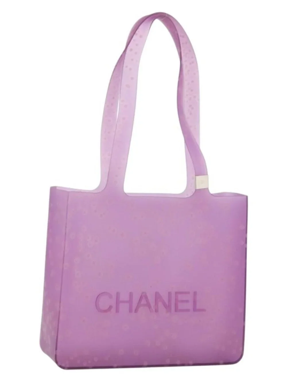 CHANEL Tote Bag Rubber Purple CC Auth 183664
